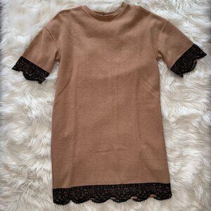 Zara Lace Mini Sweater Dress with Lace